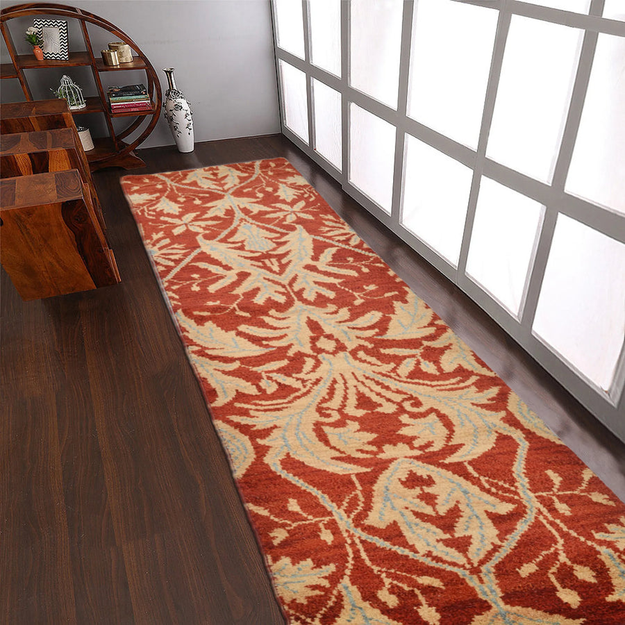 Rugsotic Carpets Hand Knotted Wool 2’6”x10′ Runner Area Rug Floral
