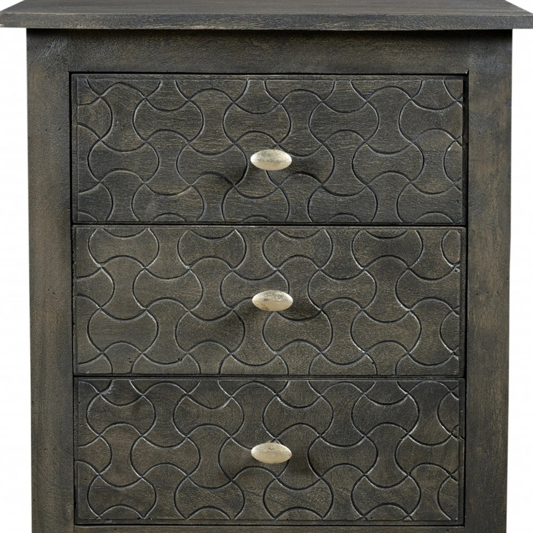 30″ Gray Three Drawer Nightstand — view 4
