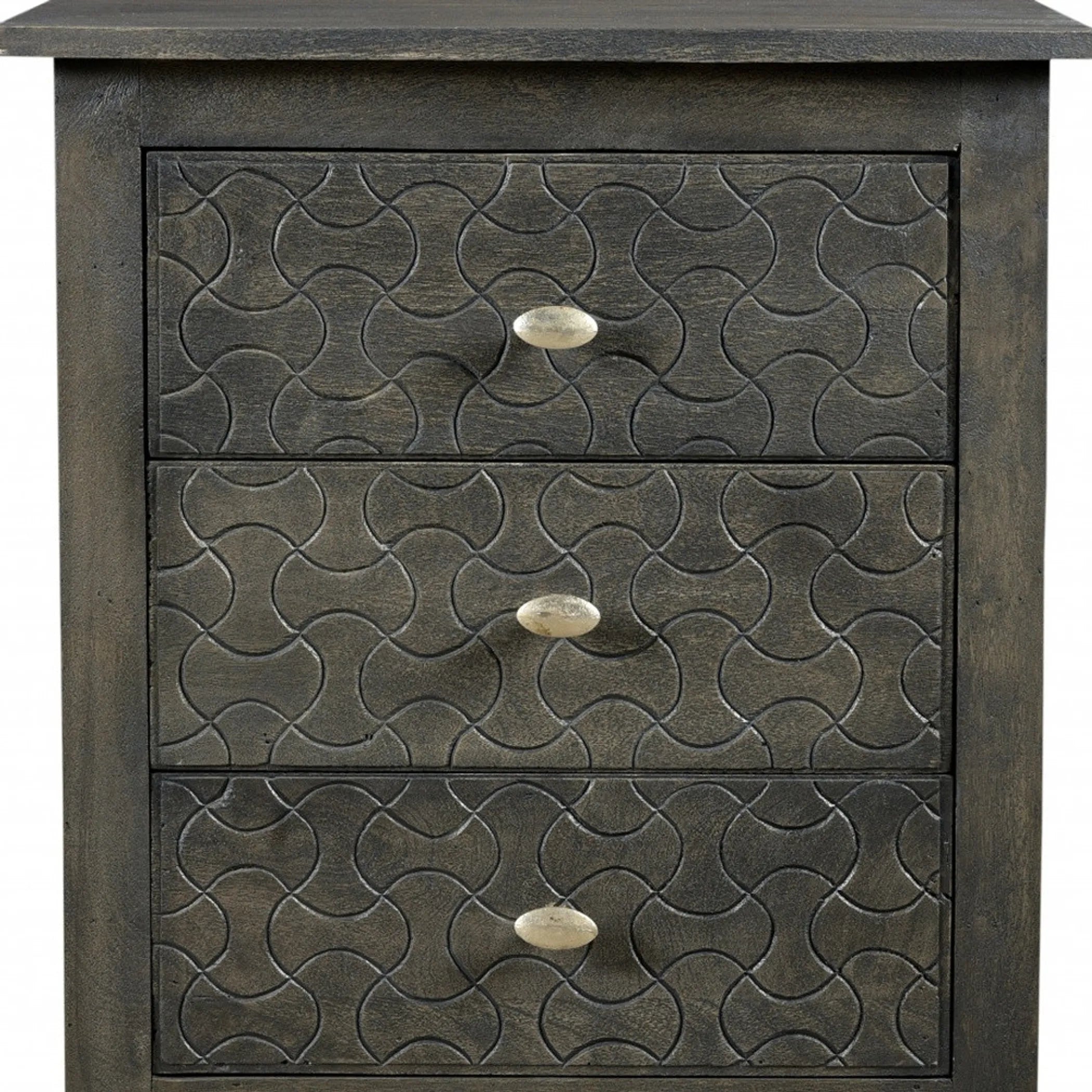 30″ Gray Three Drawer Nightstand — view 4