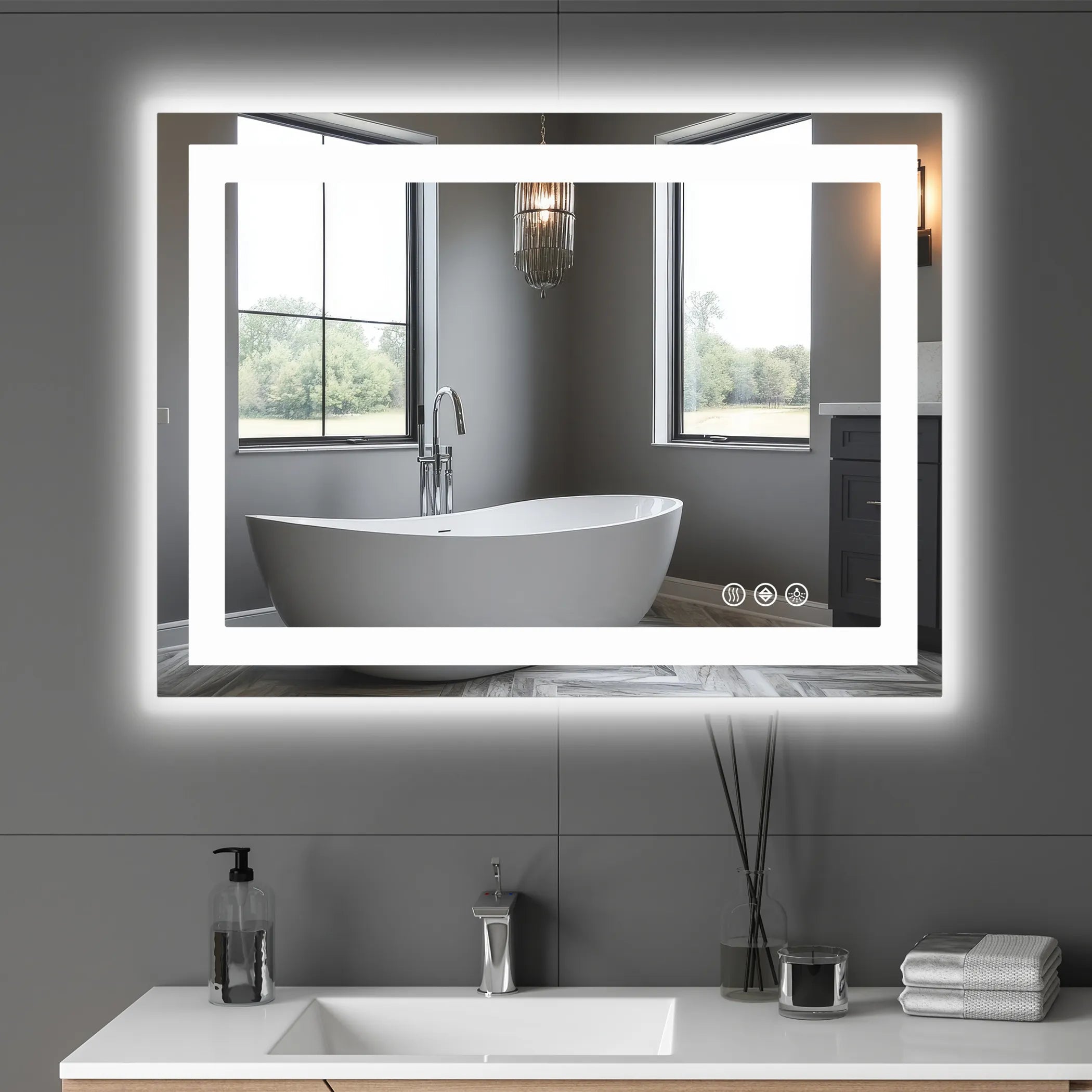 Lighted Frameless Bathroom Vanity Mirror — view 4