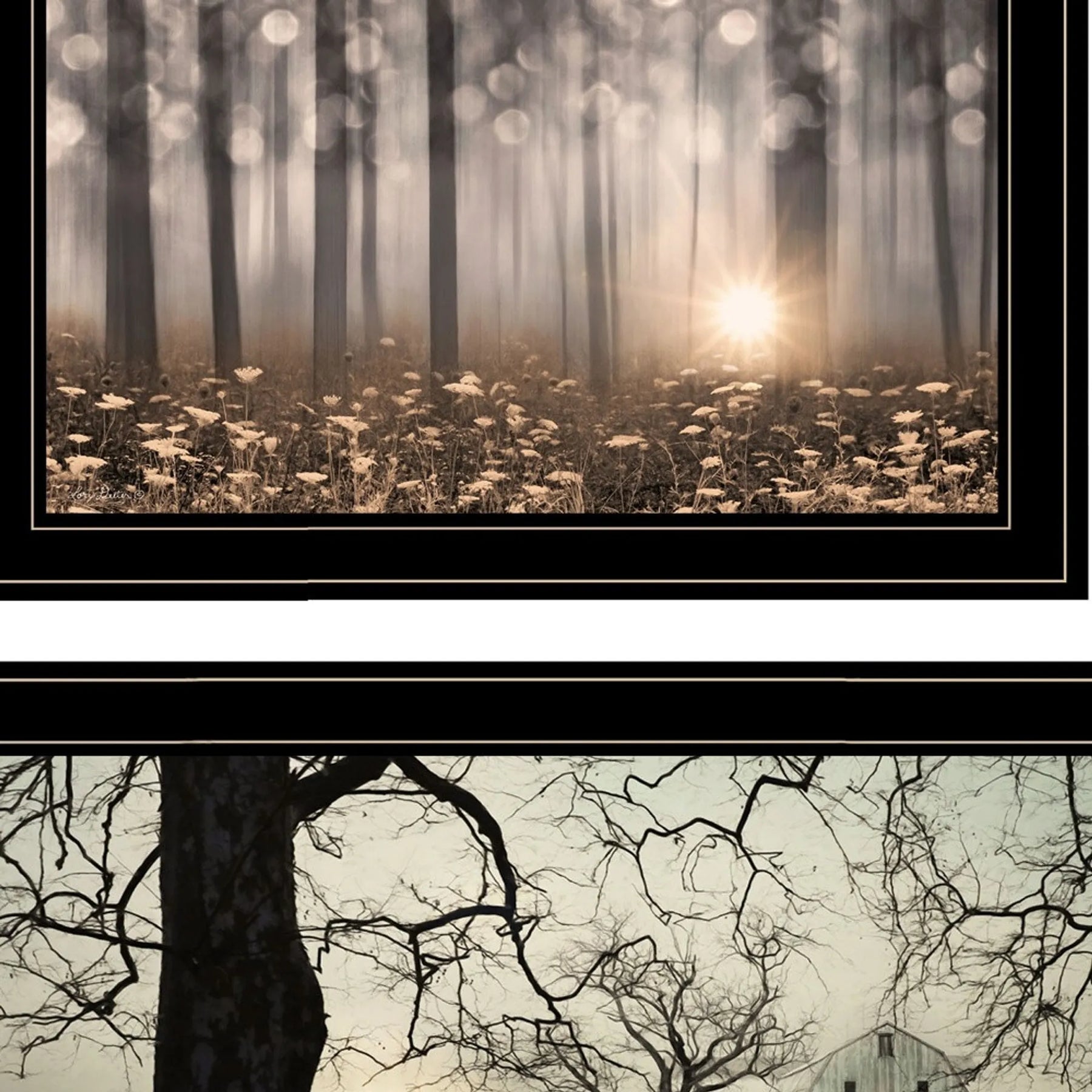 Set Of Two Enchanted Sunrise 2 Black Framed Print Wall Art — view 4