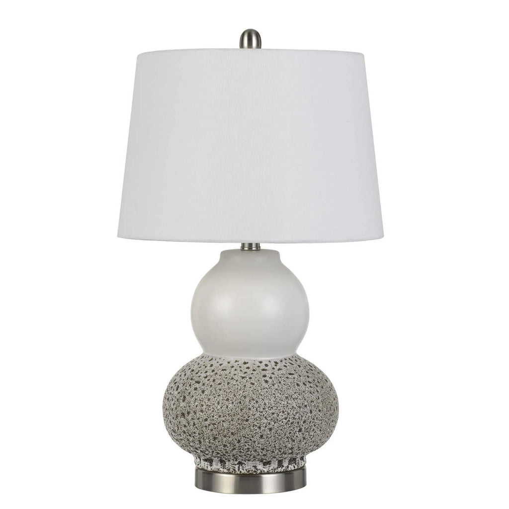 Set Of Two 24″ Silver Metal Two Light Desk Table Lamps With White Globe Shade — view 2