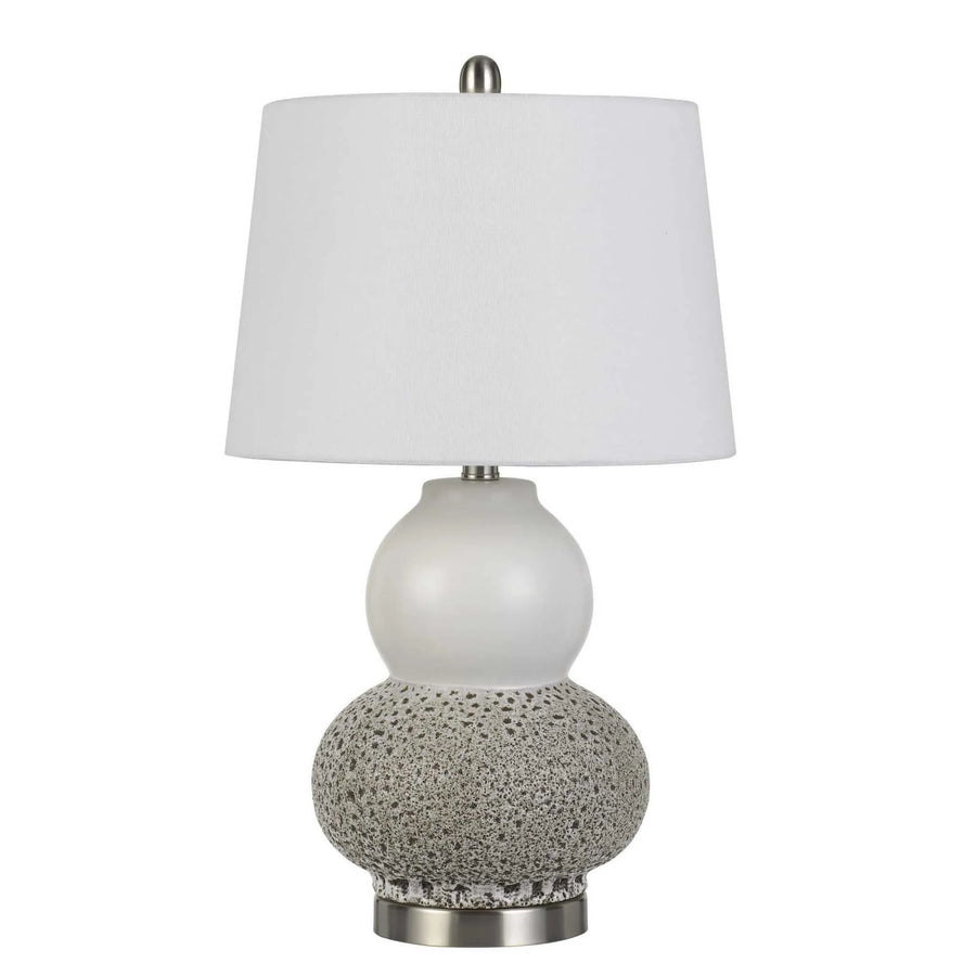 Set Of Two 24″ Silver Metal Two Light Desk Table Lamps With White Globe Shade — view 2