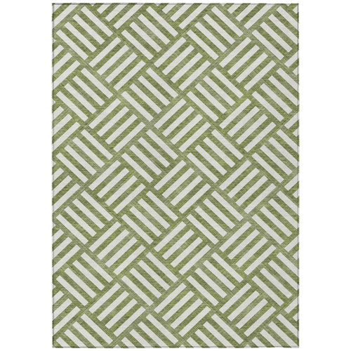10′ X 14′ Olive Green And Ivory Geometric Washable Indoor Outdoor Area Rug — view 2