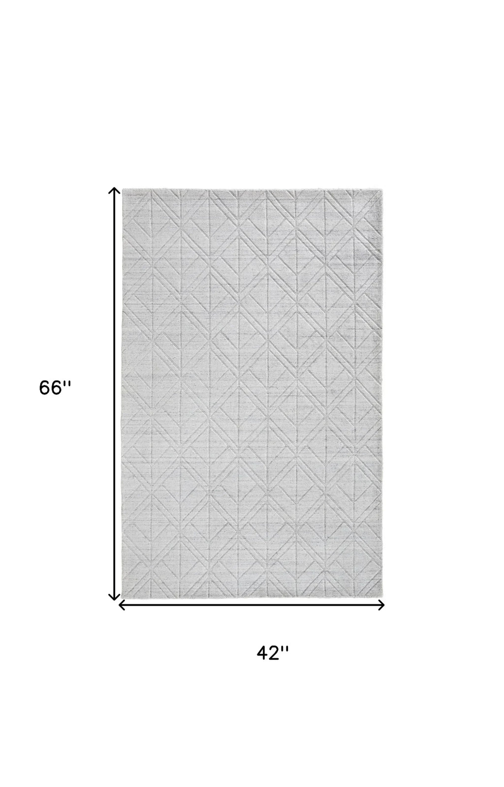 4′ X 6′ White and Silver Geometric Hand Woven Area Rug — view 3