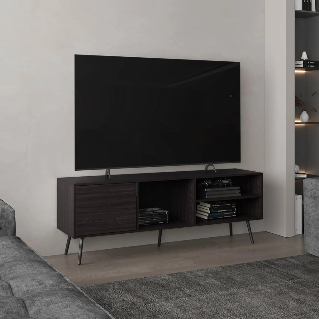 Vulcan 63″ Wide Tv Stand with One Cabinet, Three Open Shelves — view 4