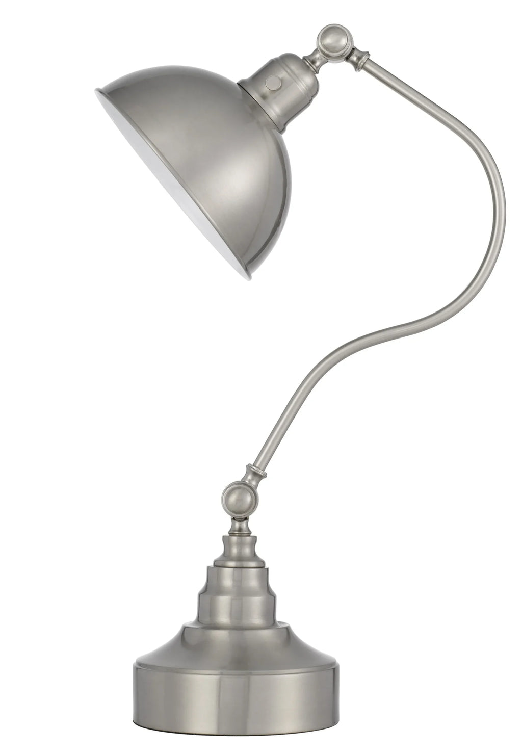 25″ Nickel Metal Lantern Desk Table Lamp With Nickel Dome Shade — view 2