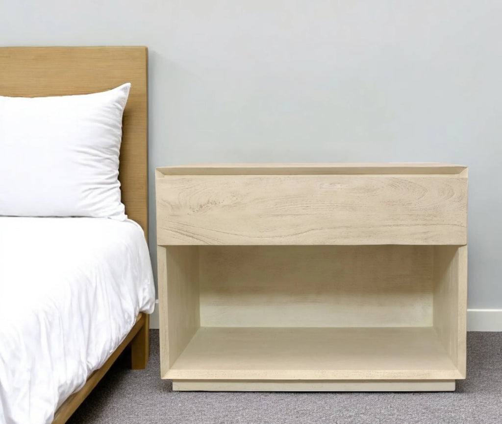 24″ Natural One Drawer Solid Wood Nightstand