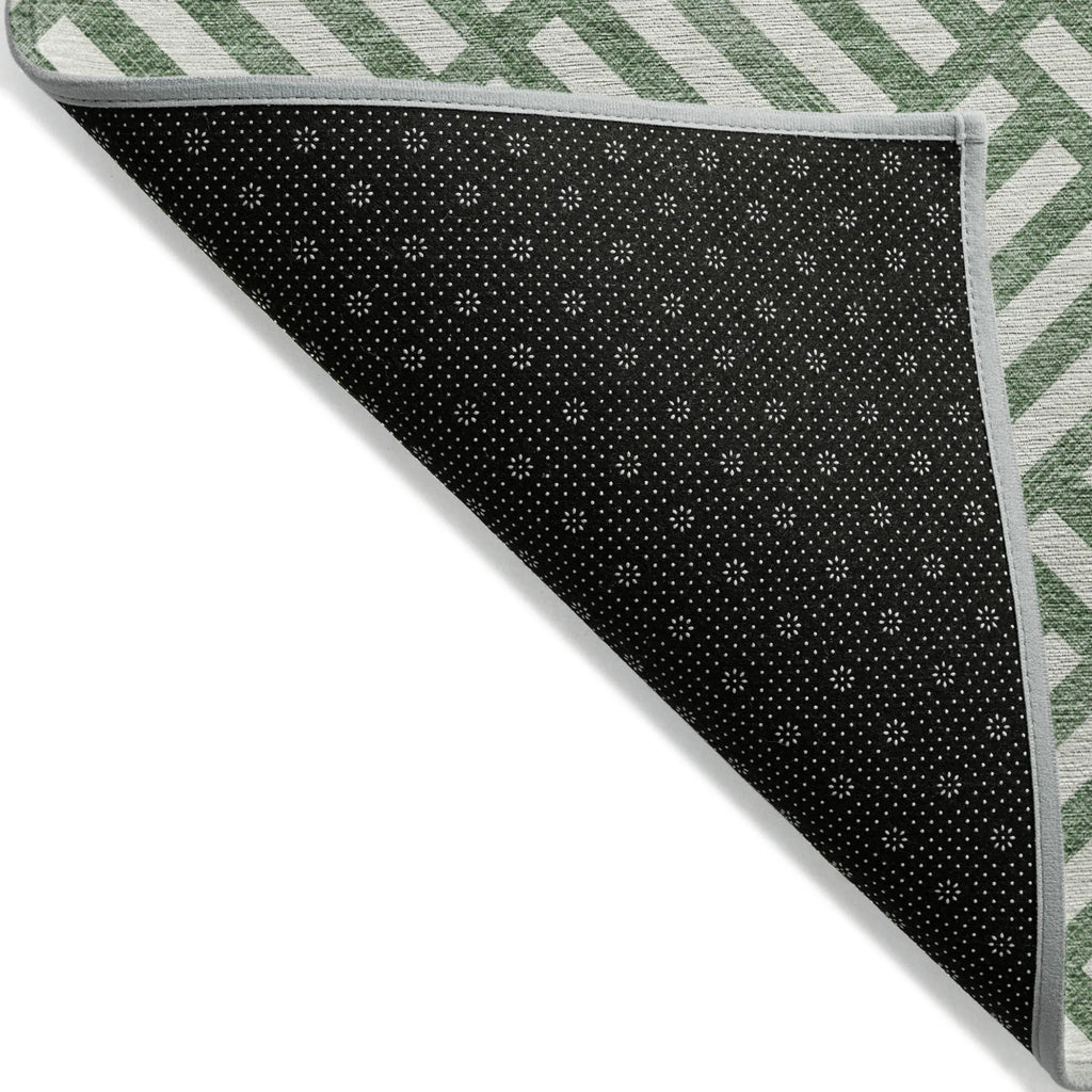 10′ X 14′ Green And Ivory Geometric Washable Indoor Outdoor Area Rug — view 4