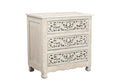 30″ White Solid Wood Distressed Three Drawer Nightstand