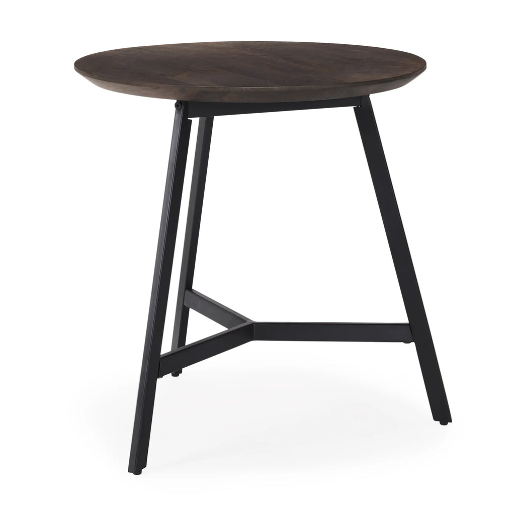 23″ Espresso and Black Solid Wood and Metal Tray Table — view 3