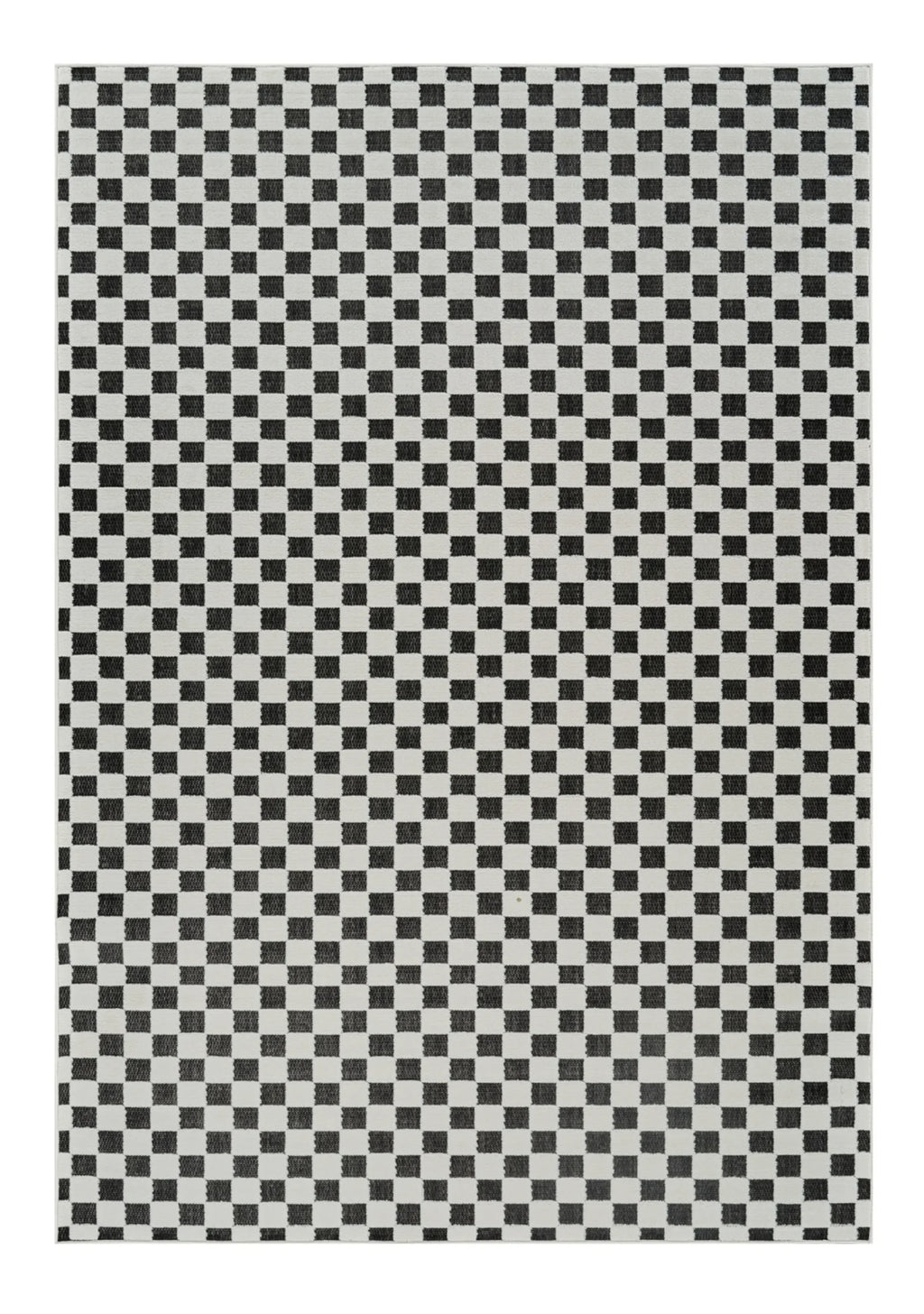 6′ X 9′ Black and White Geometric Distressed Indoor Outdoor Area Rug — view 2
