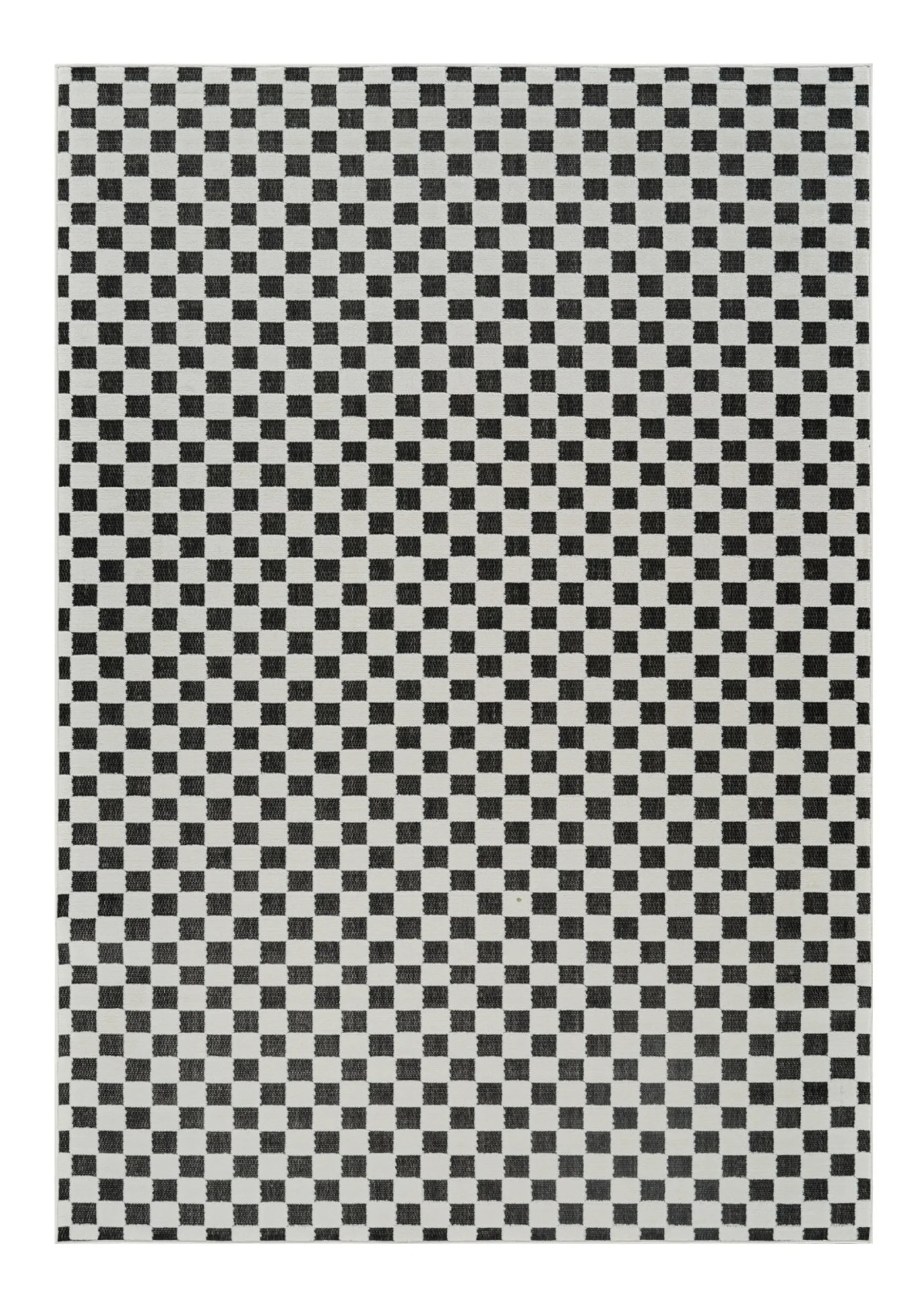 6′ X 9′ Black and White Geometric Distressed Indoor Outdoor Area Rug — view 2
