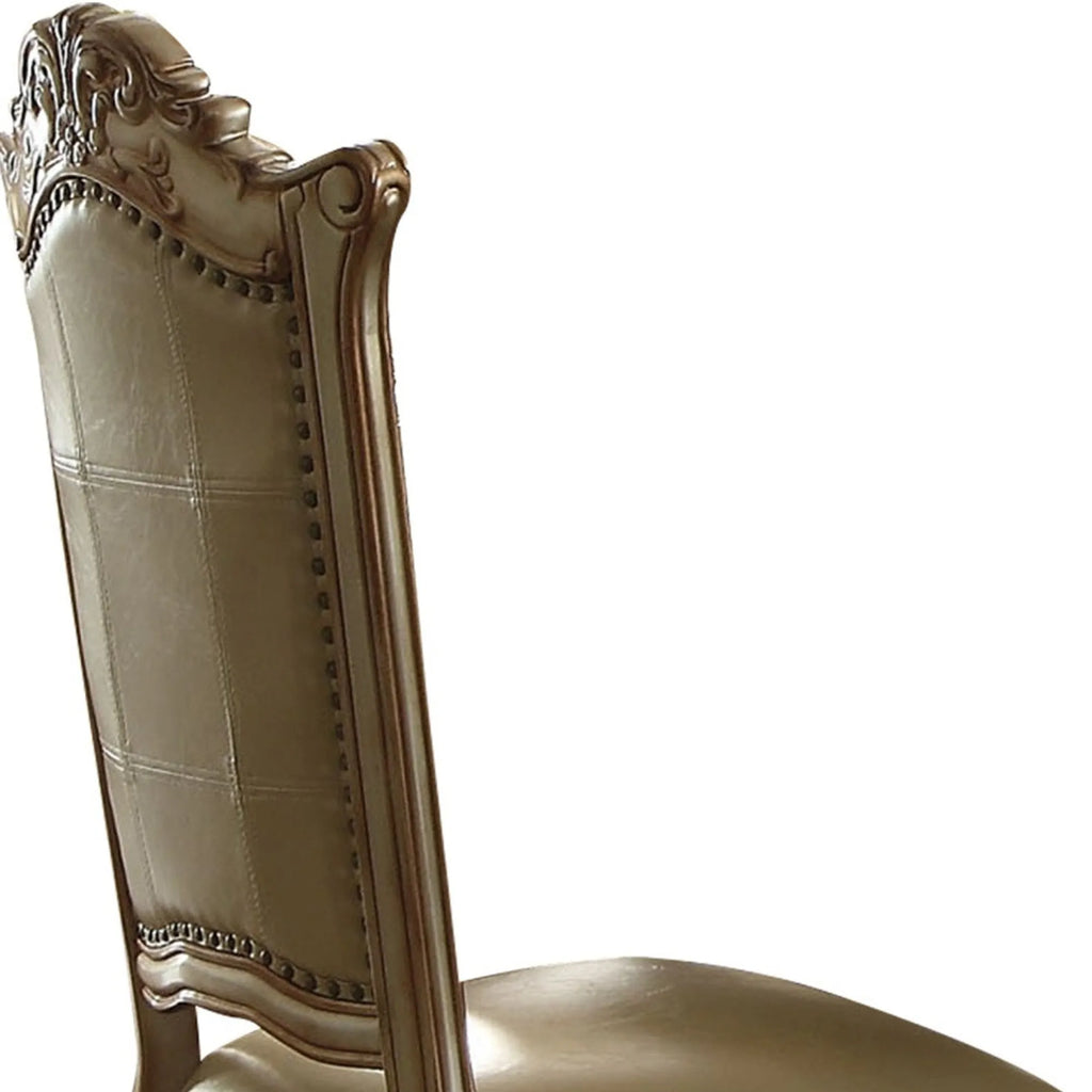 Set of Two Upholstered Faux Leather And Wood Dining Side Chairs — view 4