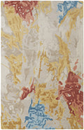 8′ X 10′ Ivory Yellow And Blue Wool Abstract Tufted Handmade Stain Resistant Area Rug