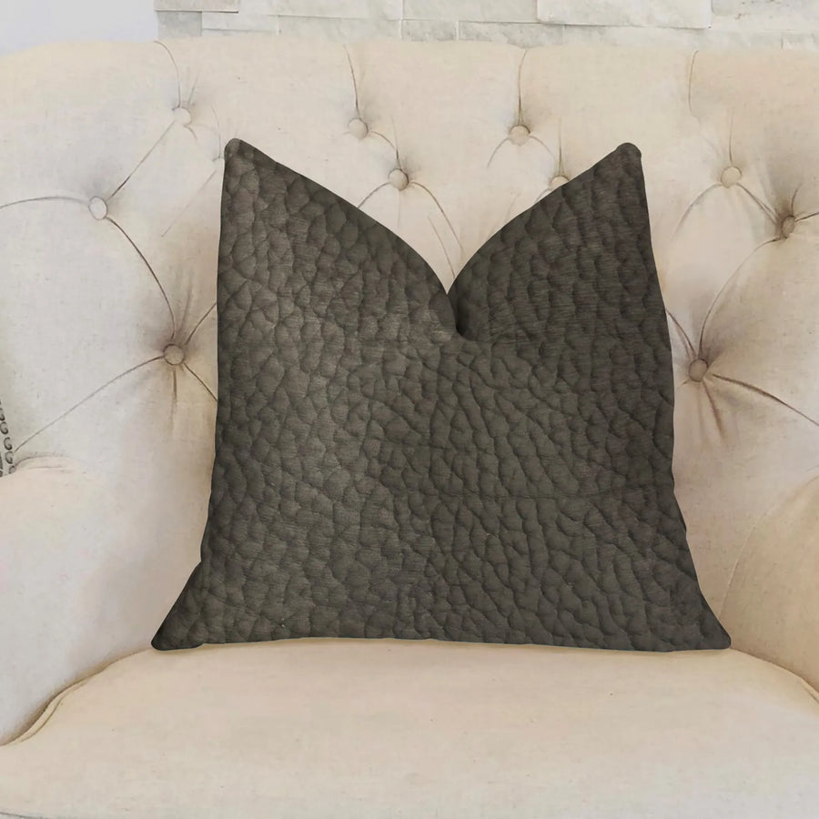 Plutus Modern Black Black Artificial Leather Luxury Throw Pillow — view 2