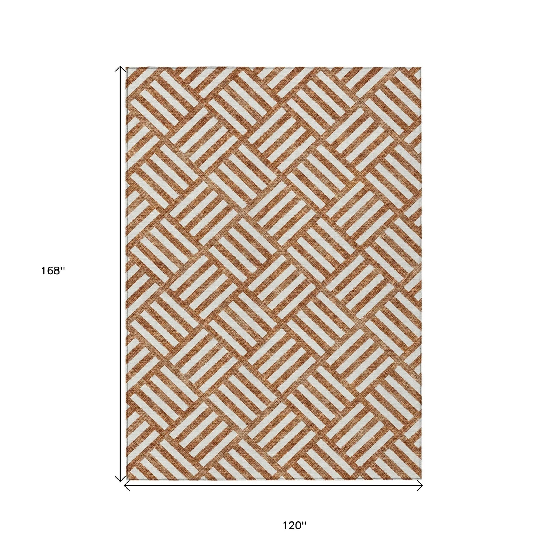 10′ X 14′ Orange And Ivory Geometric Washable Indoor Outdoor Area Rug — view 3
