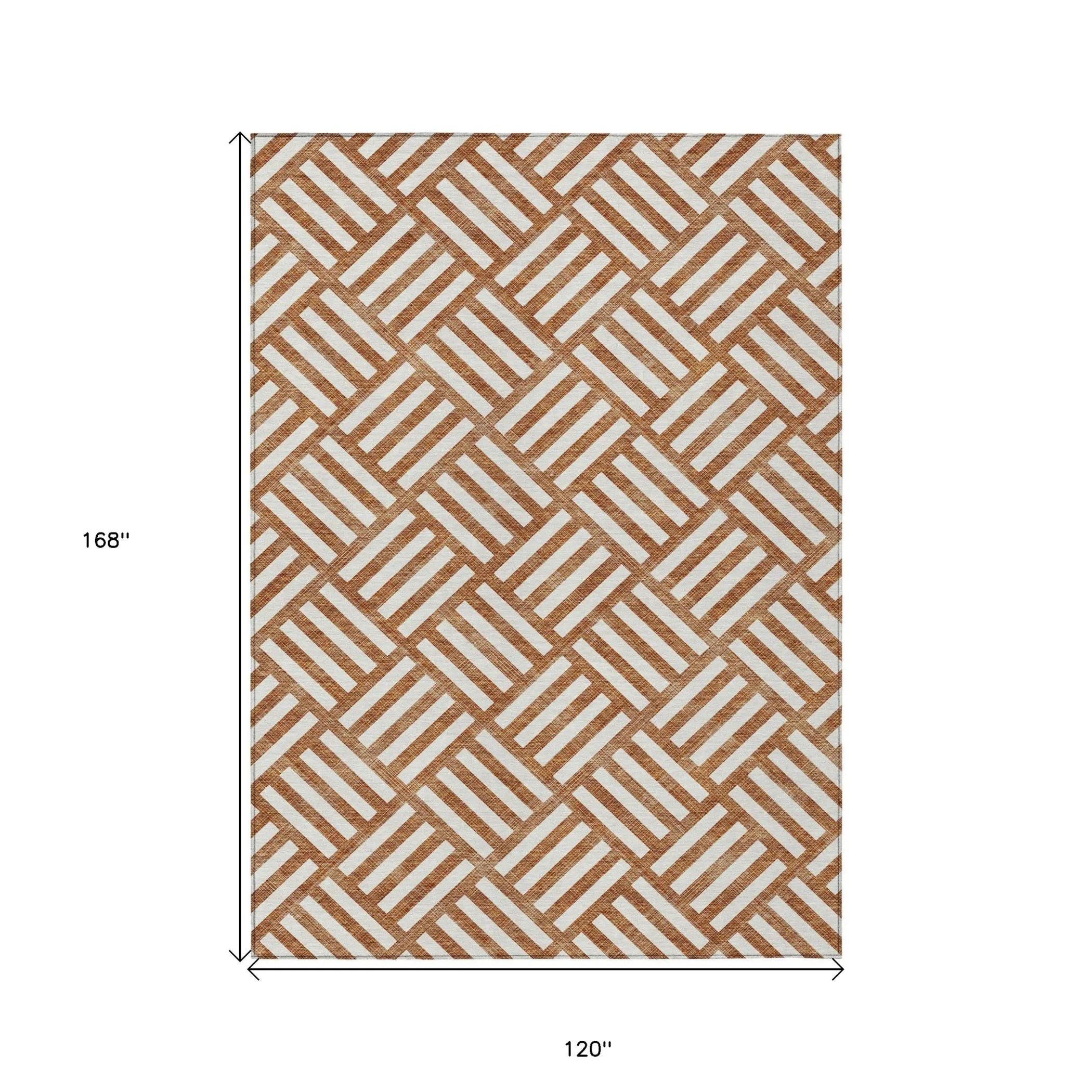 10′ X 14′ Orange And Ivory Geometric Washable Indoor Outdoor Area Rug — view 3