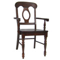 Sunset Trading Andrews Napoleon Dining Chair with Arms | Chestnut Brown Solid Wood | Set of 2