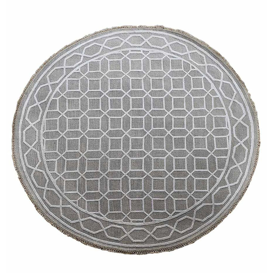 Rugsotic Carpets Hand Knotted Sumak Silk And Wool Round Area Rug Geometric — view 2