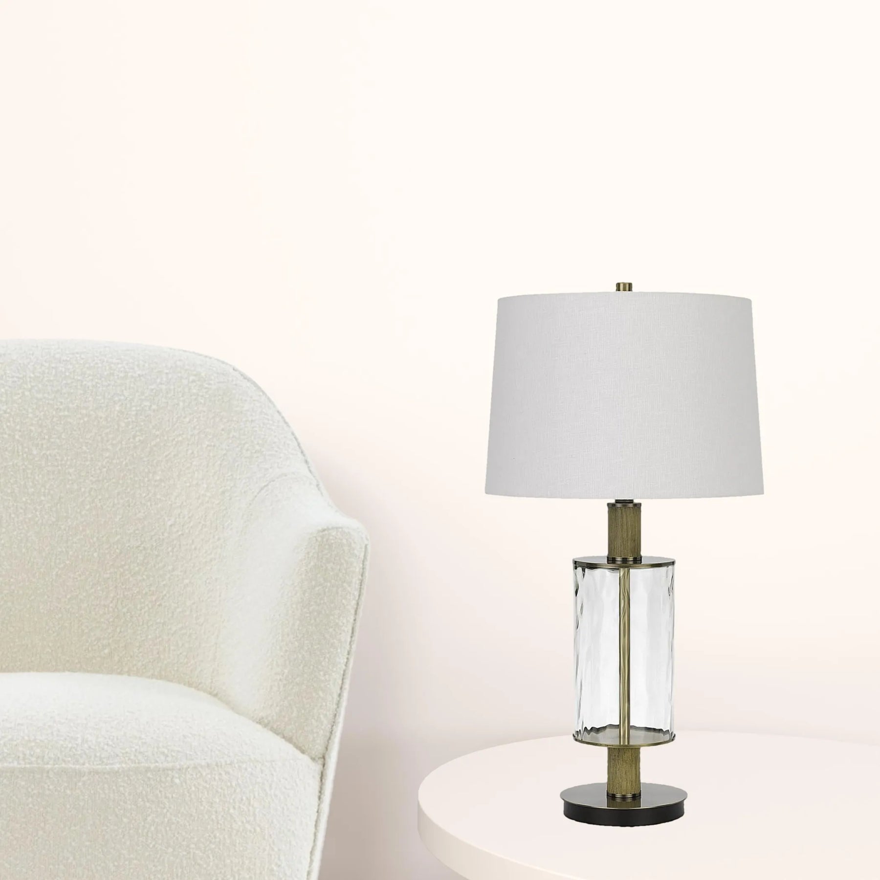 31″ Clear Metal Table Lamp With White Empire Shade — view 3