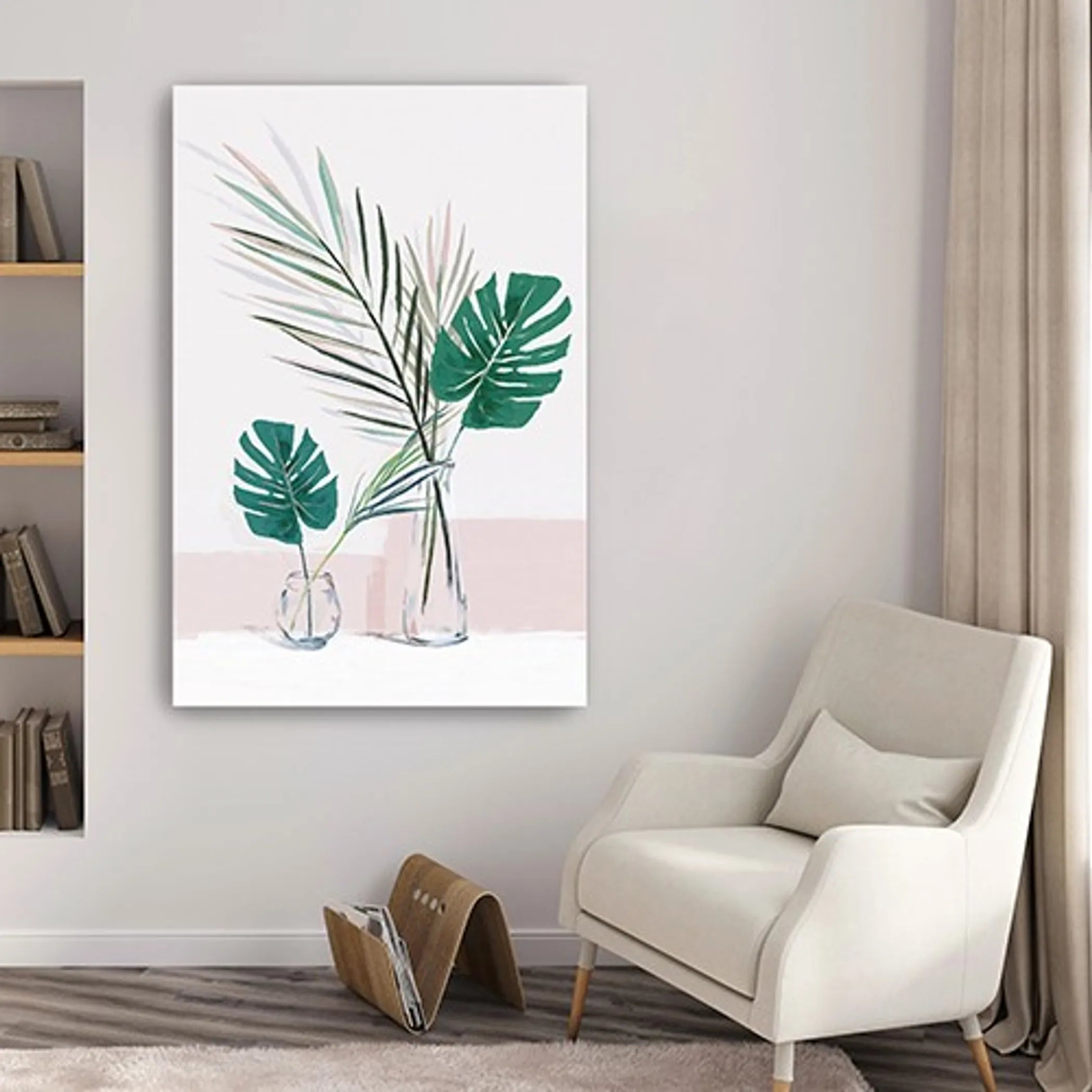 Pretty Green Foliage Leaves Pink Unframed Print Wall Art — view 4