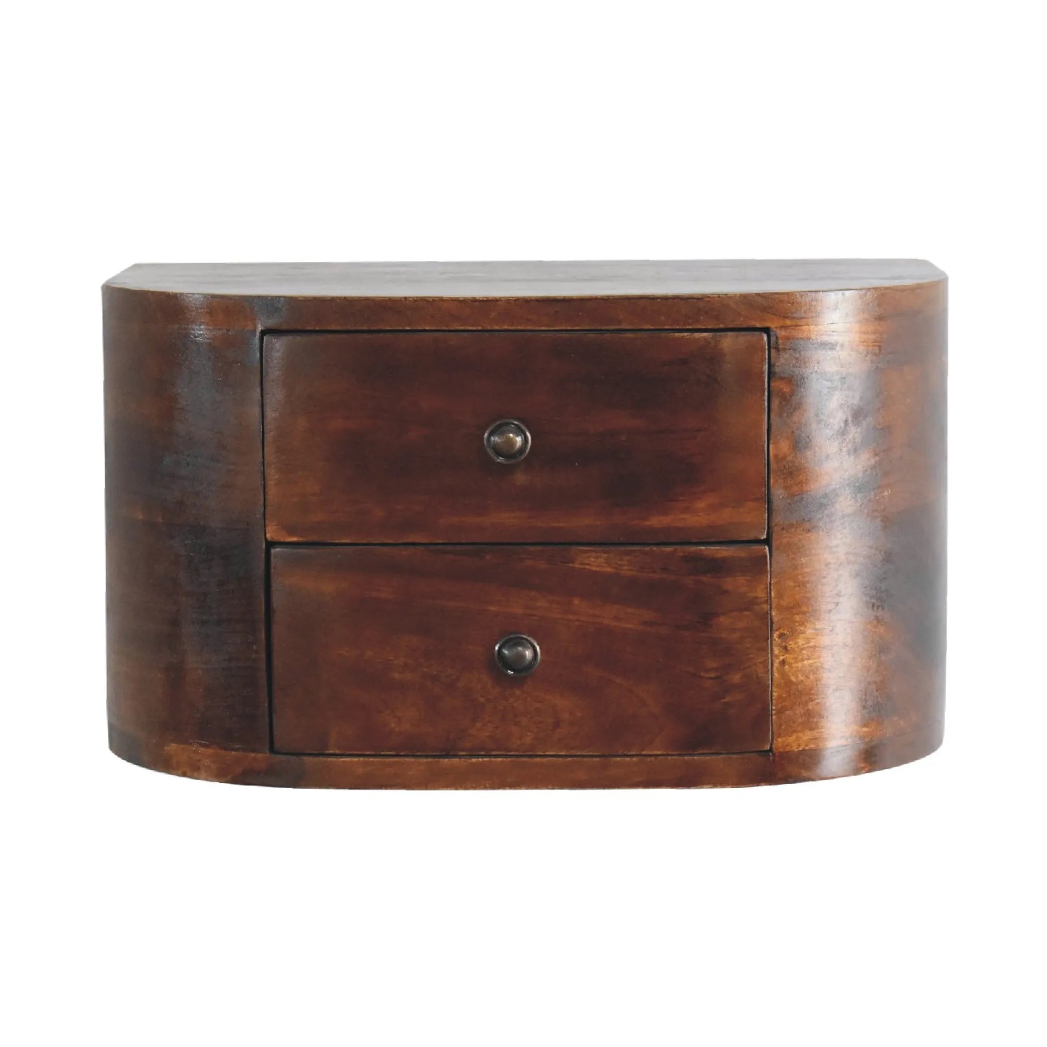 Solid Wood Round Two Drawer Floating Nightstand — view 2