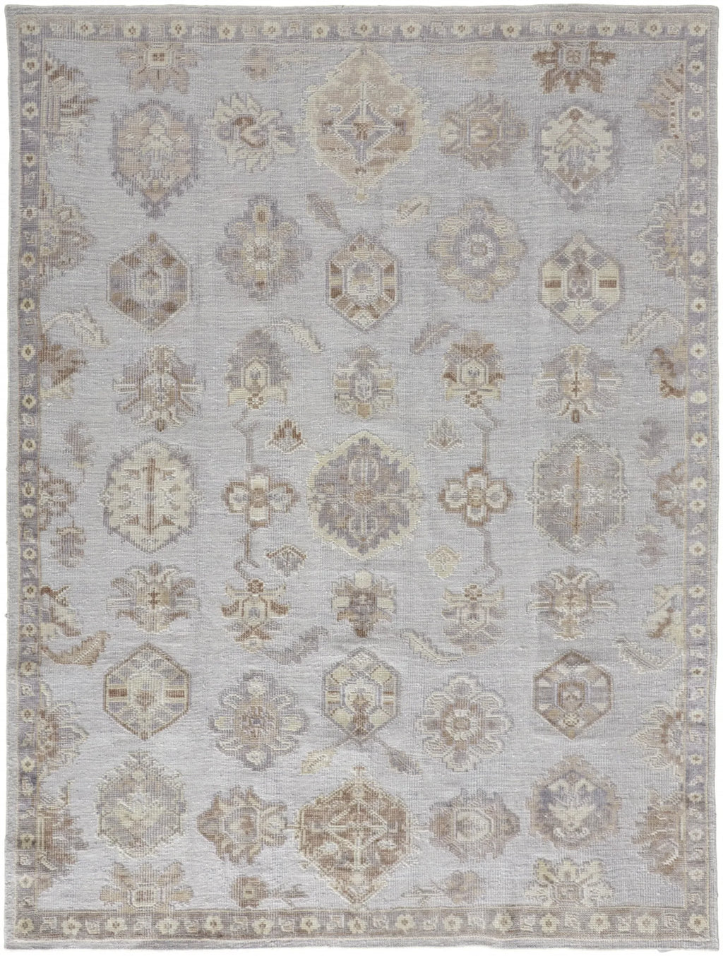 5′ X 8′ Gray and Ivory Floral Hand Knotted Area Rug — view 2