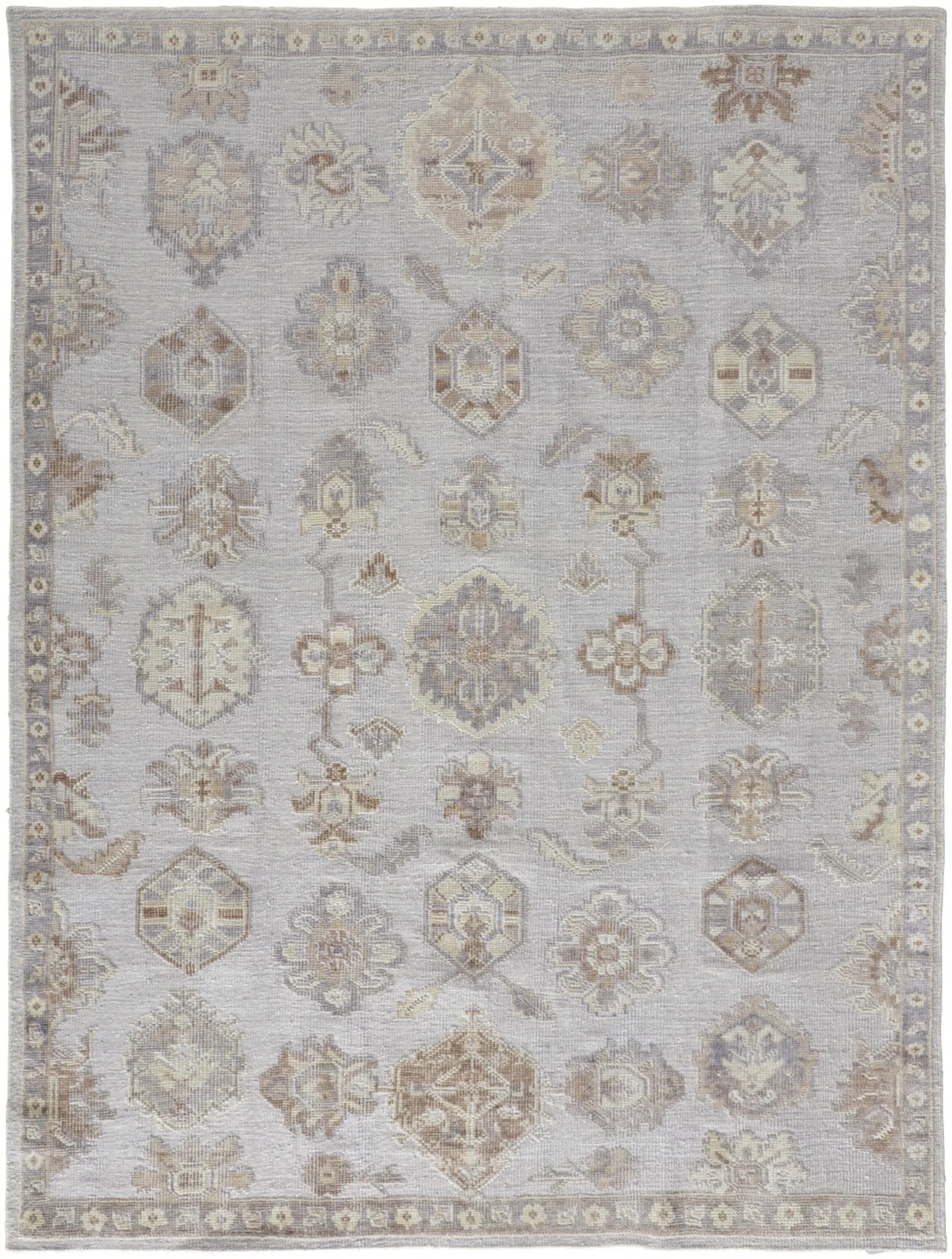 5′ X 8′ Gray and Ivory Floral Hand Knotted Area Rug — view 2