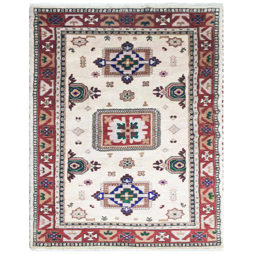 Rugsotic Carpets Hand Knotted Afghan Wool And Silk Area Rug Oriental Kazak — view 2