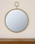 28″ Gold Round Iron Framed Accent Mirror
