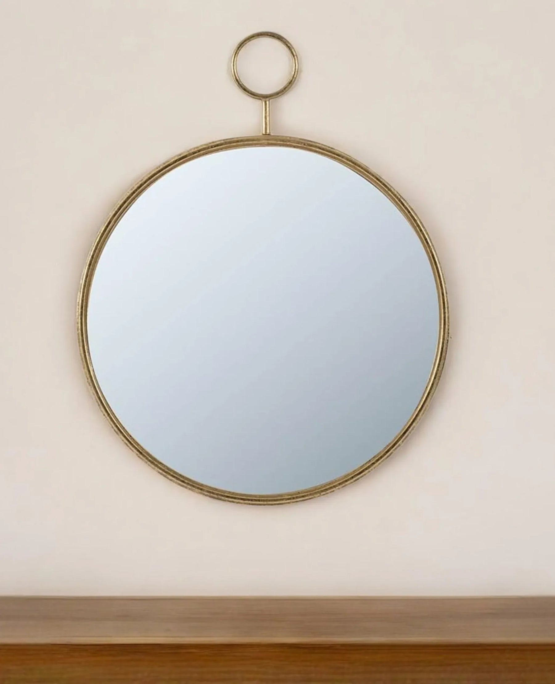 28″ Gold Round Iron Framed Accent Mirror