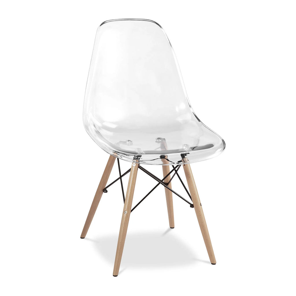 Clear And Natural Heavy Duty Plastic And Wood Dining Side Chair — view 4