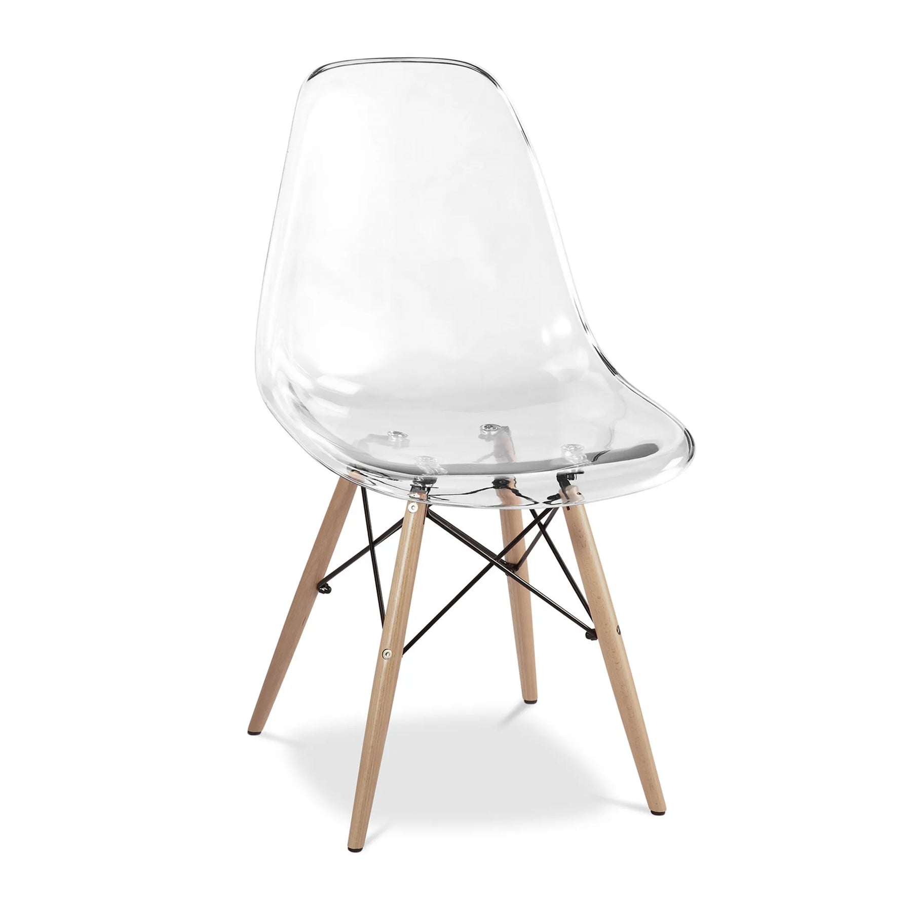 Clear And Natural Heavy Duty Plastic And Wood Dining Side Chair — view 4