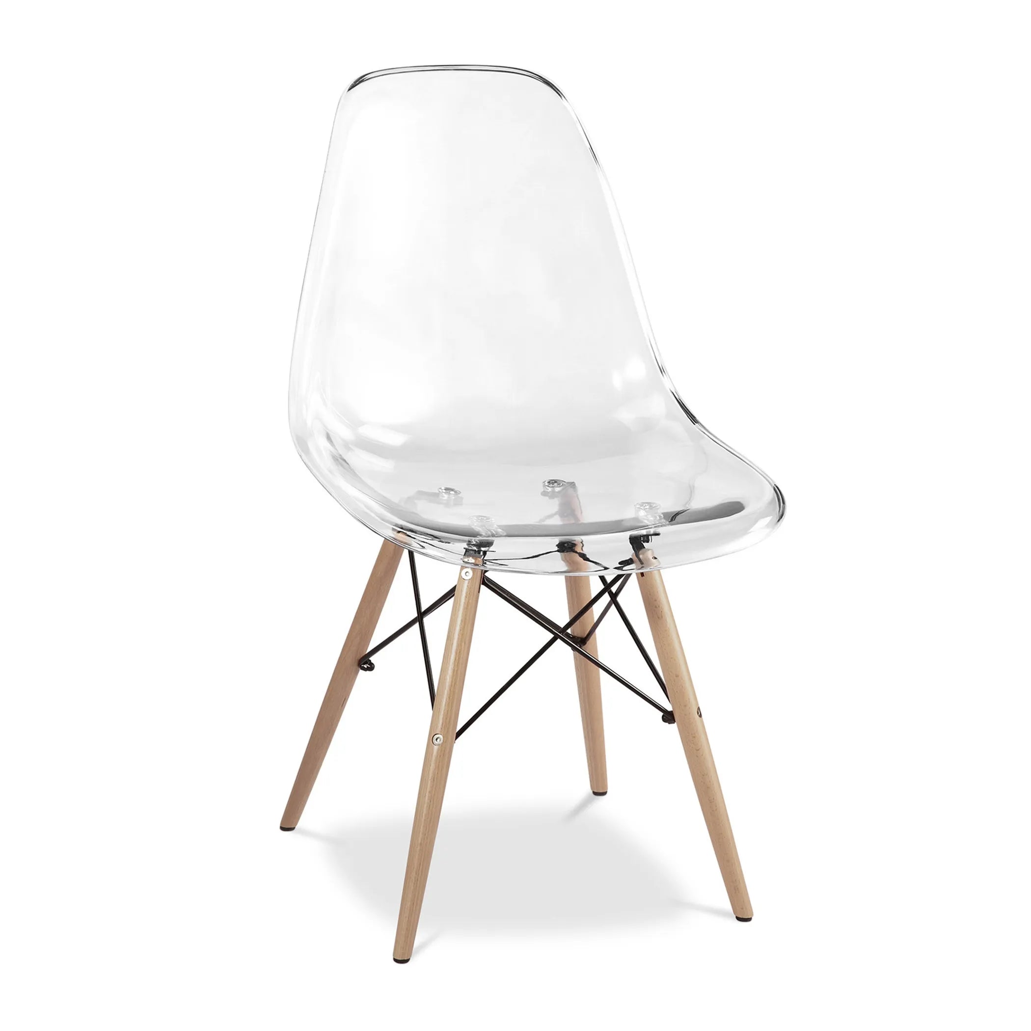 Clear And Natural Heavy Duty Plastic And Wood Dining Side Chair — view 4