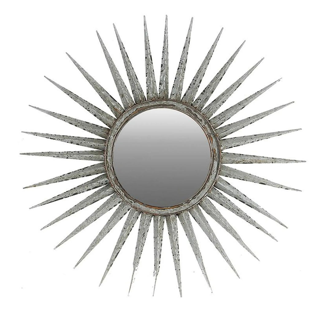 30″ Antiqued Silver Gray Sunburst Wall Mounted Accent Mirror — view 2
