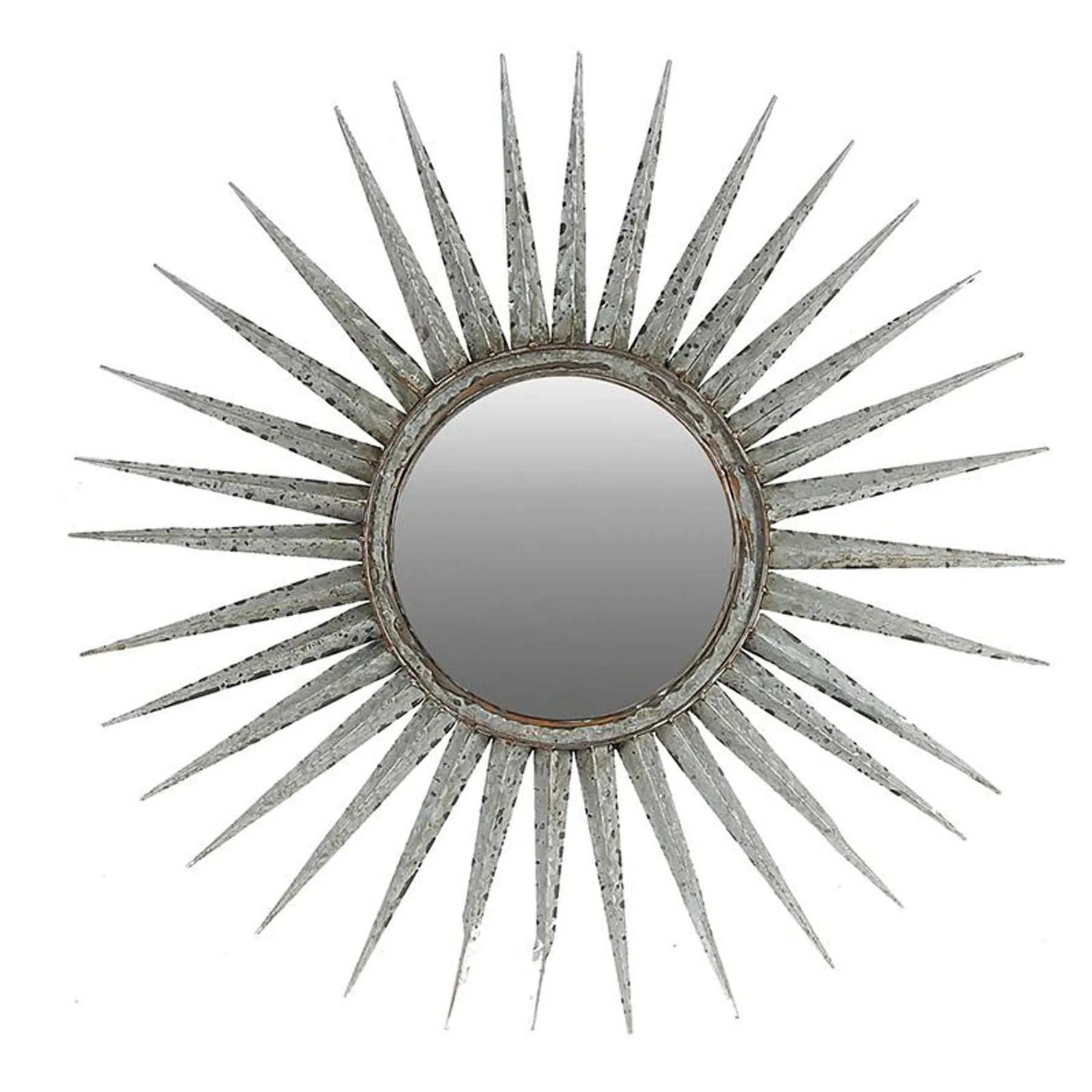 30″ Antiqued Silver Gray Sunburst Wall Mounted Accent Mirror — view 2