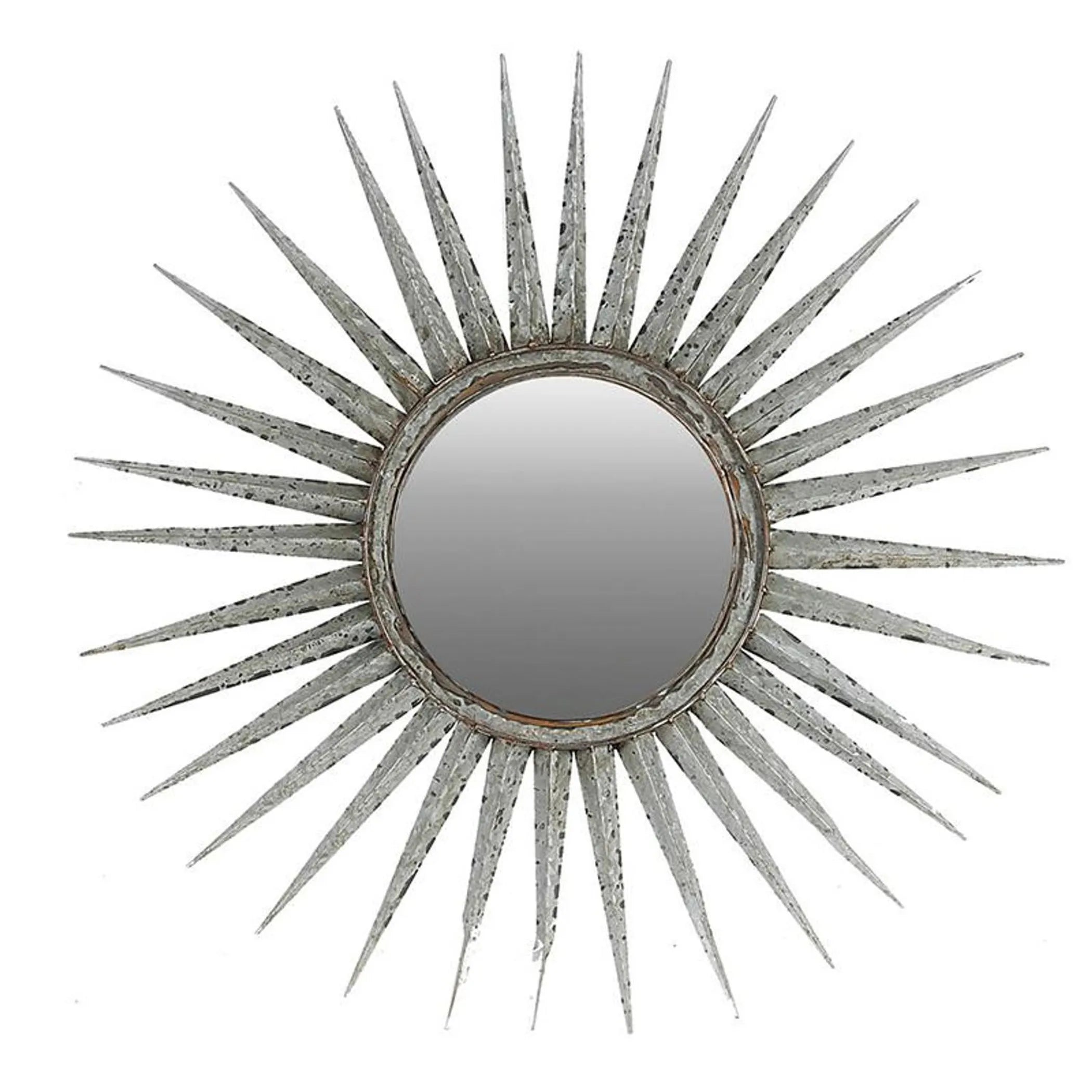 30″ Antiqued Silver Gray Sunburst Wall Mounted Accent Mirror — view 2