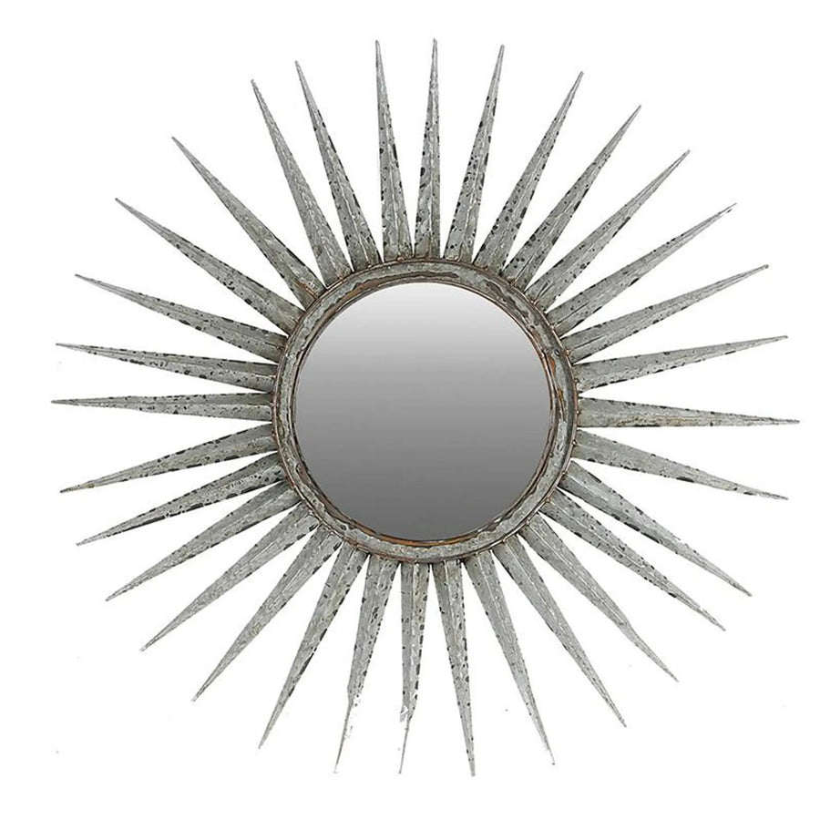 30″ Antiqued Silver Gray Sunburst Wall Mounted Accent Mirror — view 2