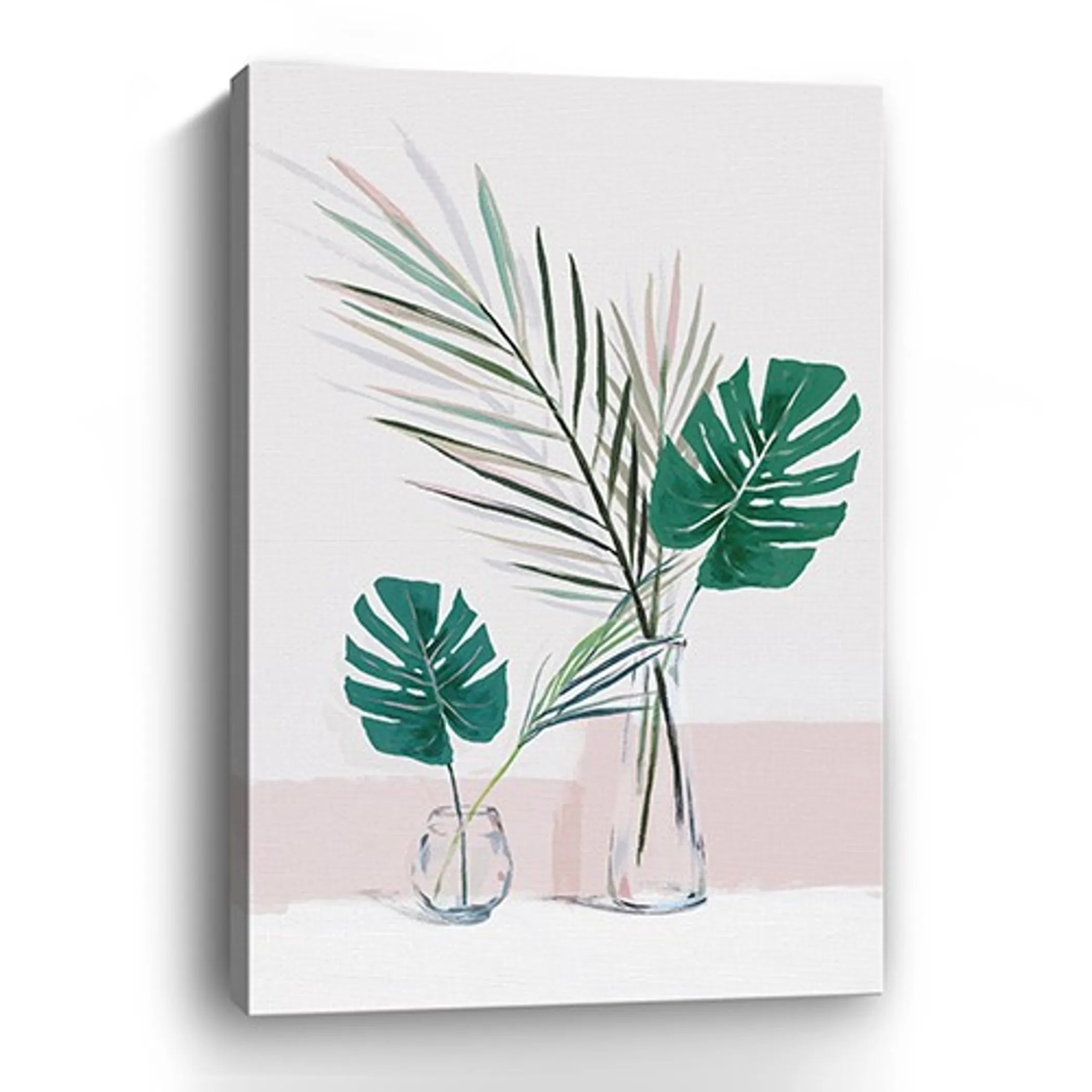 Pretty Green Foliage Leaves Pink Unframed Print Wall Art — view 2