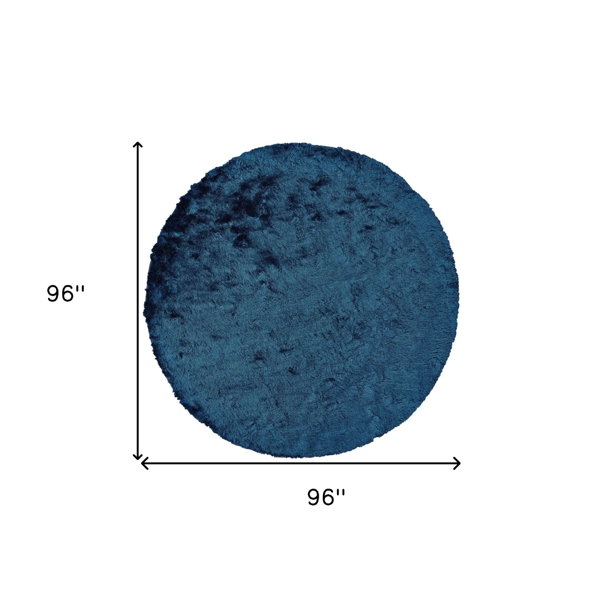 8′ Blue And Green Round Shag Tufted Handmade Area Rug — view 3