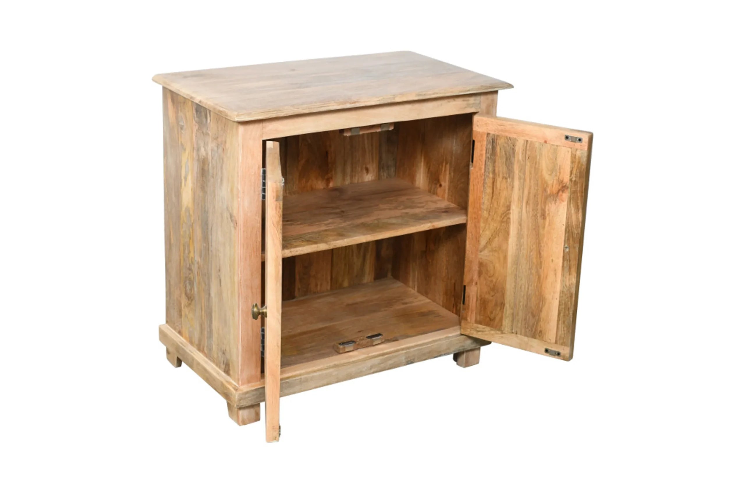 28″ Distressed Natural Solid Wood Nightstand With Storage — view 4