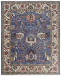 4′ X 6′ Blue And Red Wool Floral Hand Knotted Stain Resistant Area Rug