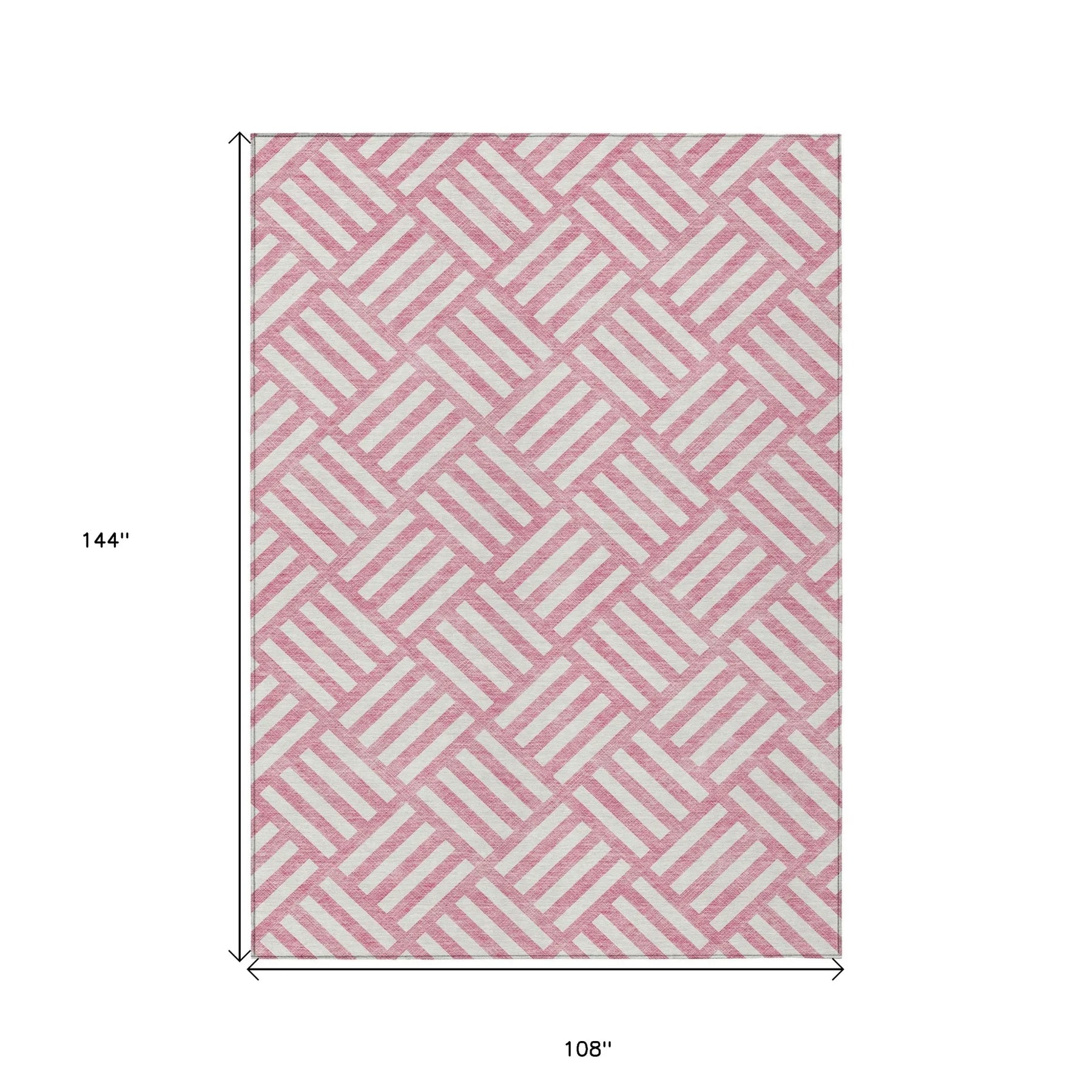 9′ X 12′ Pink And Ivory Geometric Washable Indoor Outdoor Area Rug — view 3