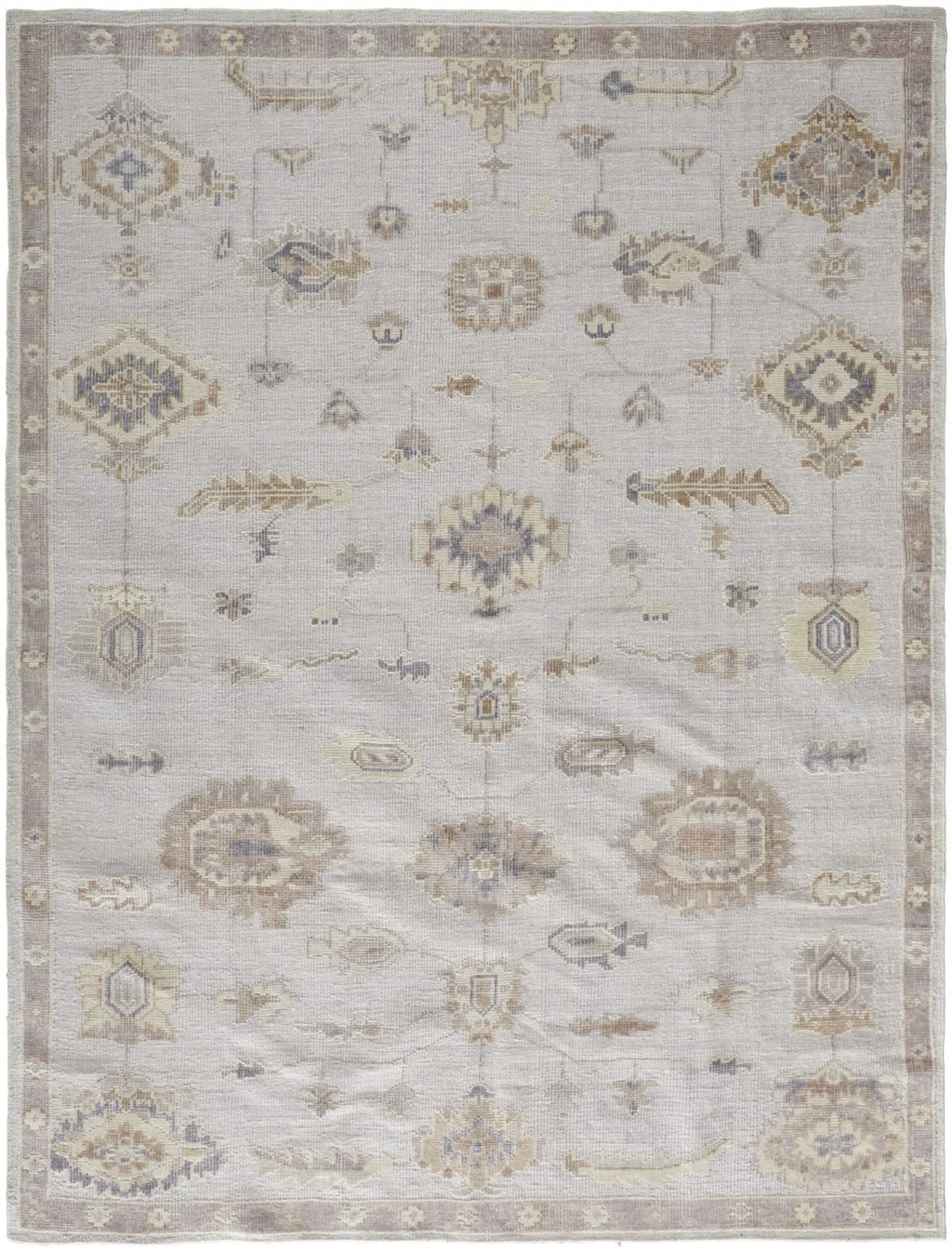 4′ X 6′ Orange and Ivory Floral Hand Knotted Area Rug — view 2