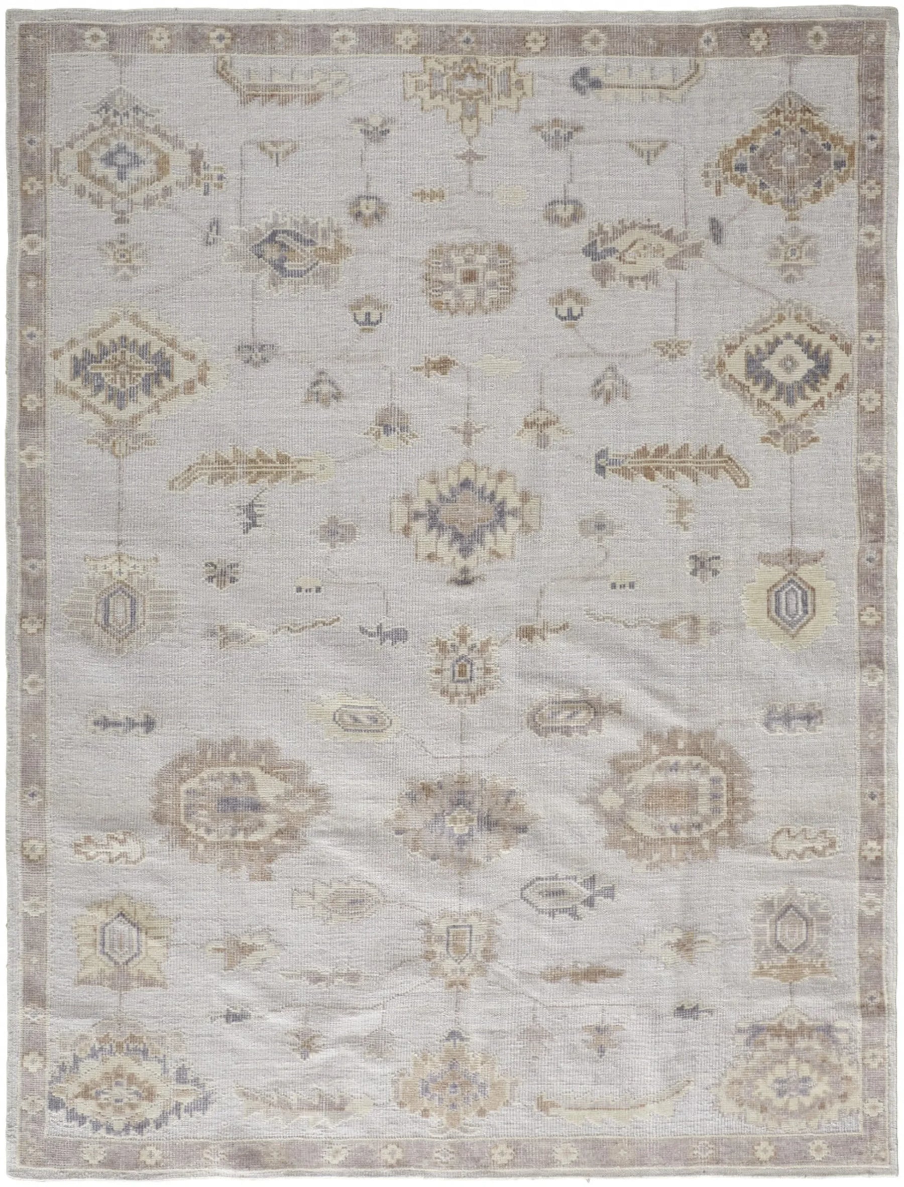 4′ X 6′ Orange and Ivory Floral Hand Knotted Area Rug — view 2