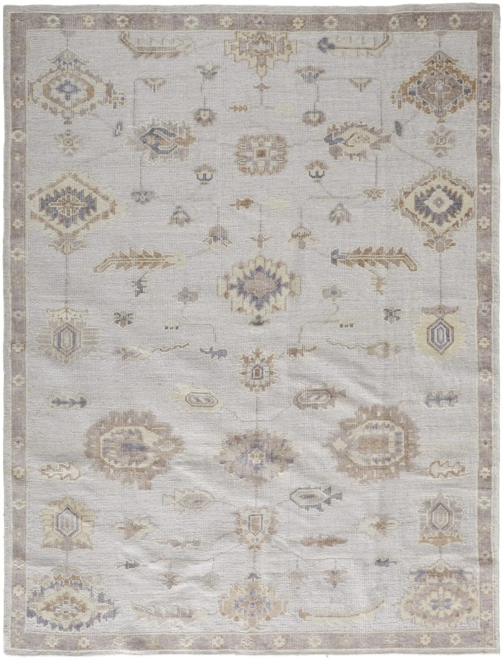 4′ X 6′ Orange and Ivory Floral Hand Knotted Area Rug — view 2