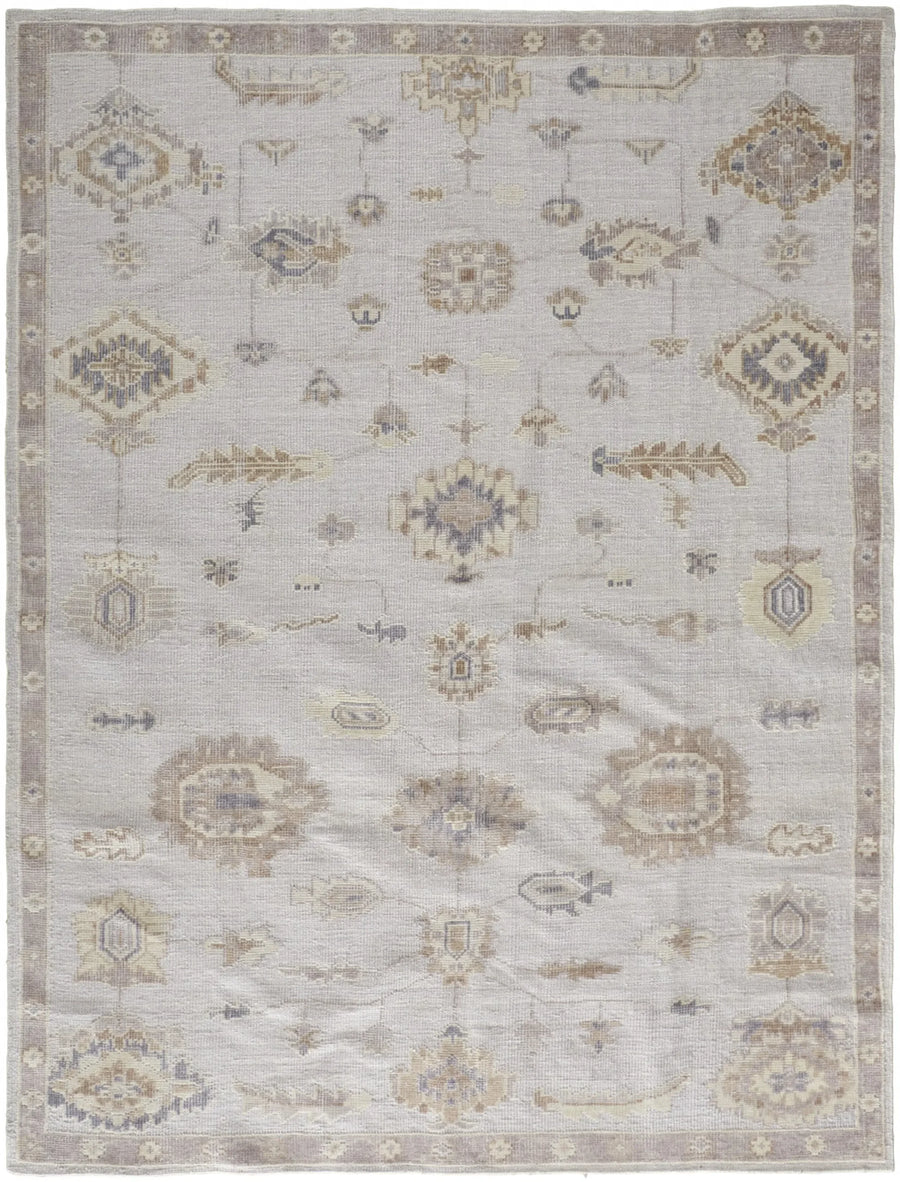 4′ X 6′ Orange and Ivory Floral Hand Knotted Area Rug — view 2