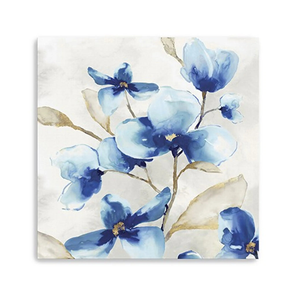 40″ x 40″ Watercolor Shades of Blue Floral Canvas Wall Art — view 2