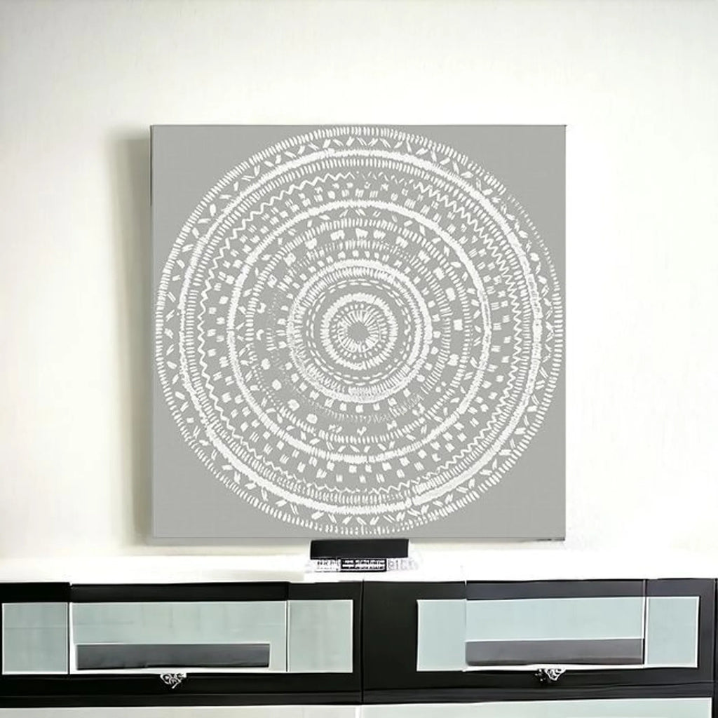 Boho White Mandala Unframed Print Wall Art — view 2